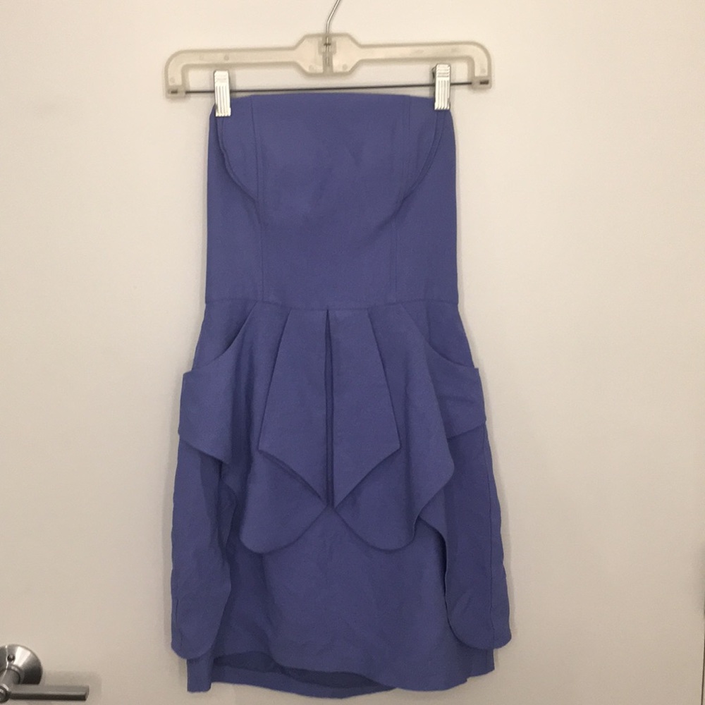 Keepsake periwinkle strapless dress